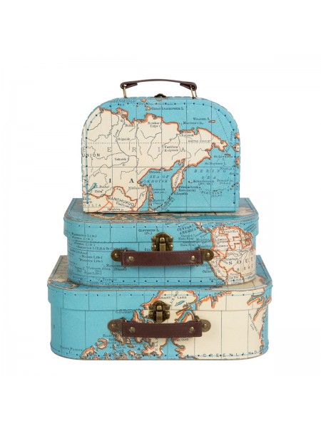 set di 3 valigie mappe vintage