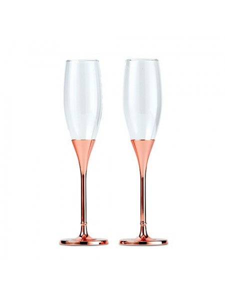 Bicchieri di Champagne in oro rosa con cristalli di strass
