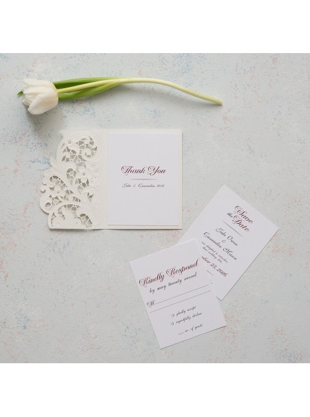 Carte per accessori in rilievo con opulenza laser in pizzo con personalizzazione