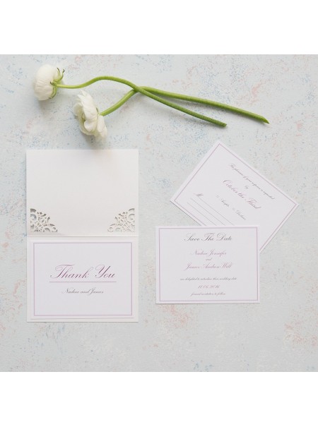 Schede accessori con impresso laser Pearl Romance con personalizzazione