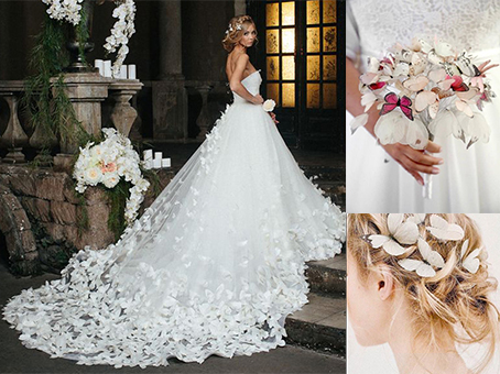 abito sposa con farfalle